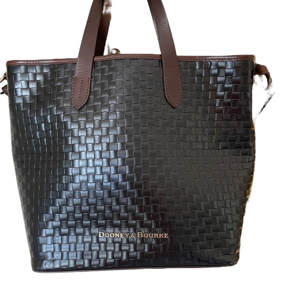Dooney and Bourke woven leather tote. Black and brown